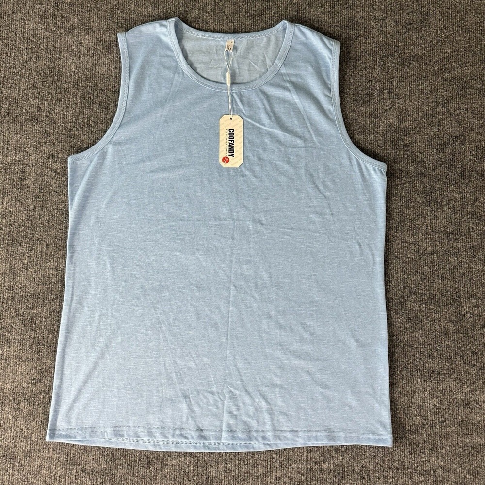 Coofandy Shirt Mens Small Sleeveless Stretch Blue - Picture 2 of 9